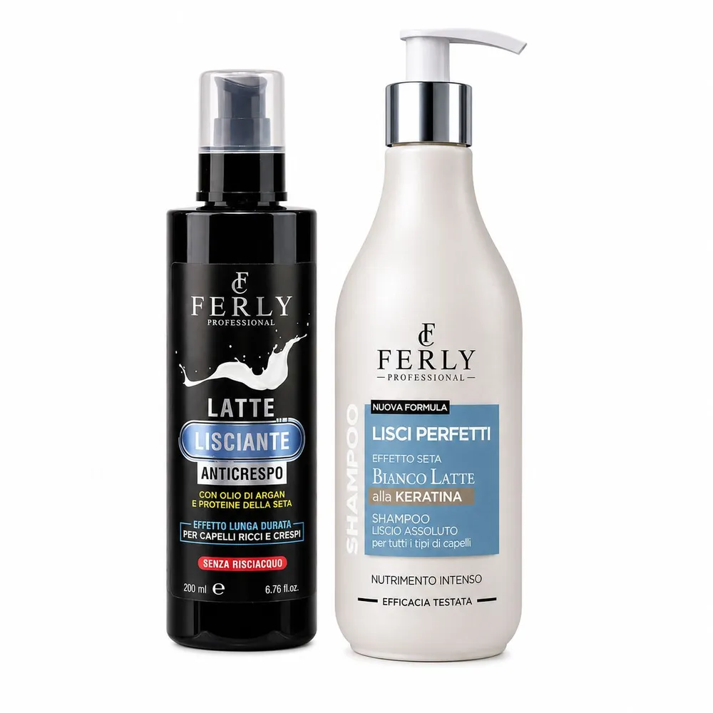 combo-lisciante-ferly-professional_risultato Combo Shampoo Lisci Perfetti+Latte Lisciante Ferly Professional - immagine 1