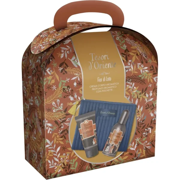Tesori D'Oriente Cofanetto - Profumo Aromatico 100 Ml + Crema Corpo Aromatica Tubo 75 Ml + Pochette Fiori di Loto